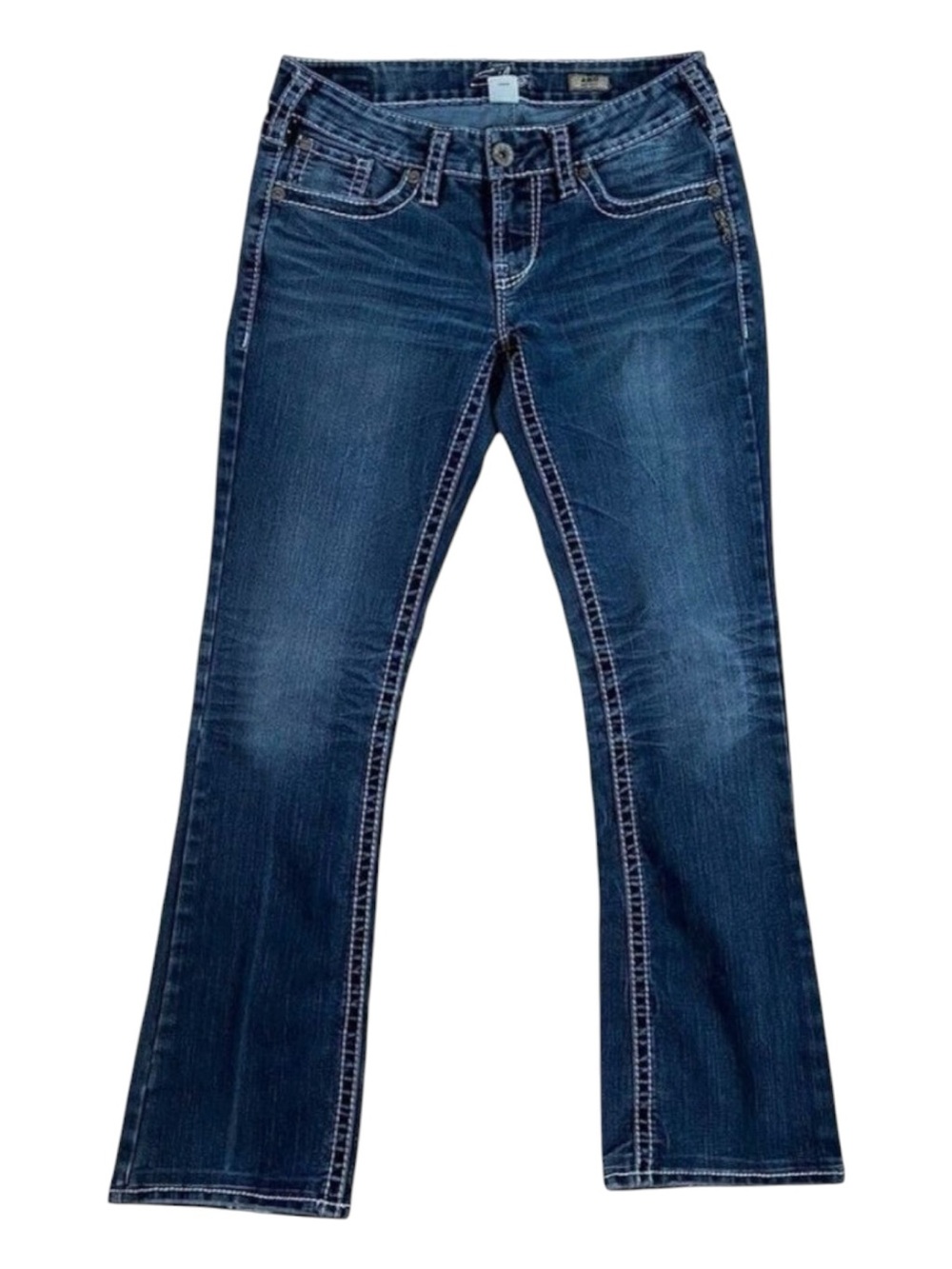 Silver jeans Aiko bootcut jeans contrasting stitches lightly distressed denim 28